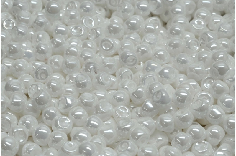 Mushroom Button Beads, White Opal 21402 (02020-21402), Glass, Czech Republic