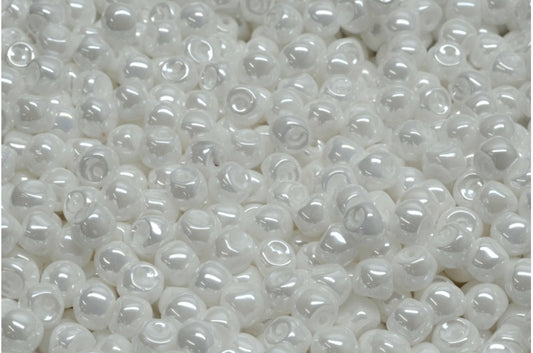 Mushroom Button Beads, White Opal 21402 (02020-21402), Glass, Czech Republic