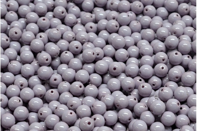 Round Druck Beads, White 48224 (02010-48224), Glass, Czech Republic