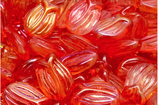 Mini Tulip Beads, Crystal Glossy Red Orange (00030-48109), Glass, Czech Republic
