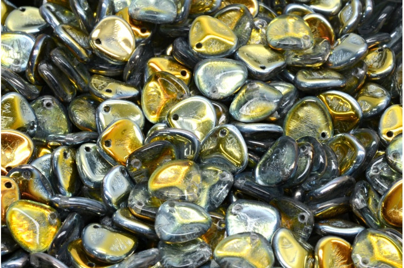 Rose Petal Beads, Crystal Jet Volcano (00030-28001), Glass, Czech Republic