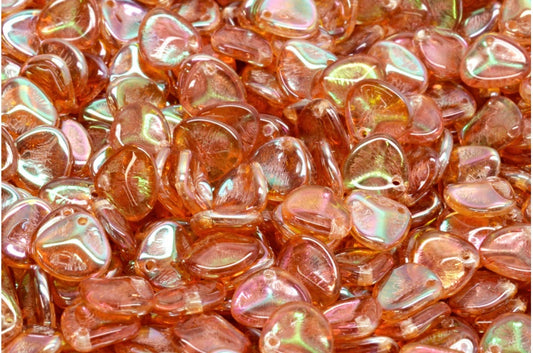 玫瑰花瓣珠，水晶杏涂层 (00030-29121)，玻璃，捷克共和国
