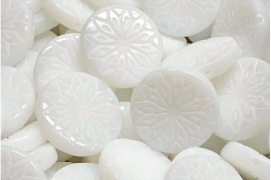 Origami Flower Beads, White (02010), Glass, Czech Republic