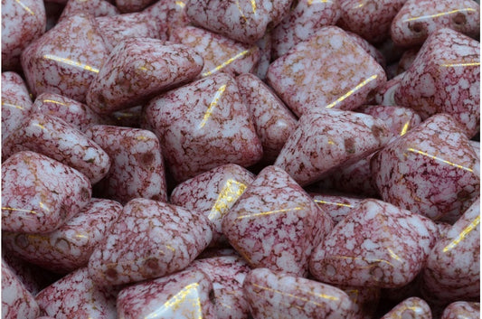 Pyramid Stud Beads, White Terracotta Violet (02010-15496), Glass, Czech Republic