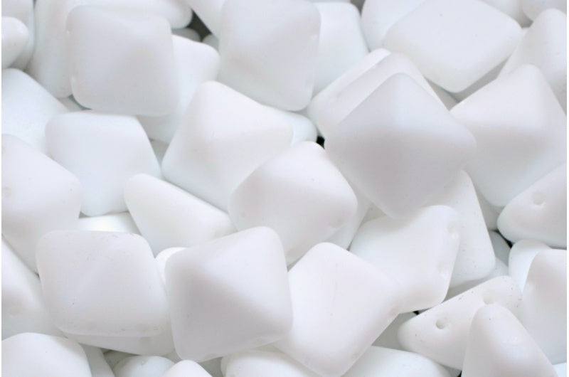 Pyramid Stud Beads, Chalk White Matte (03000-84100), Glass, Czech Republic