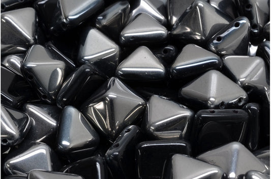 OUTLET 10克金字塔形耳钉珠，黑色镀铬（23980-27401），玻璃，捷克共和国