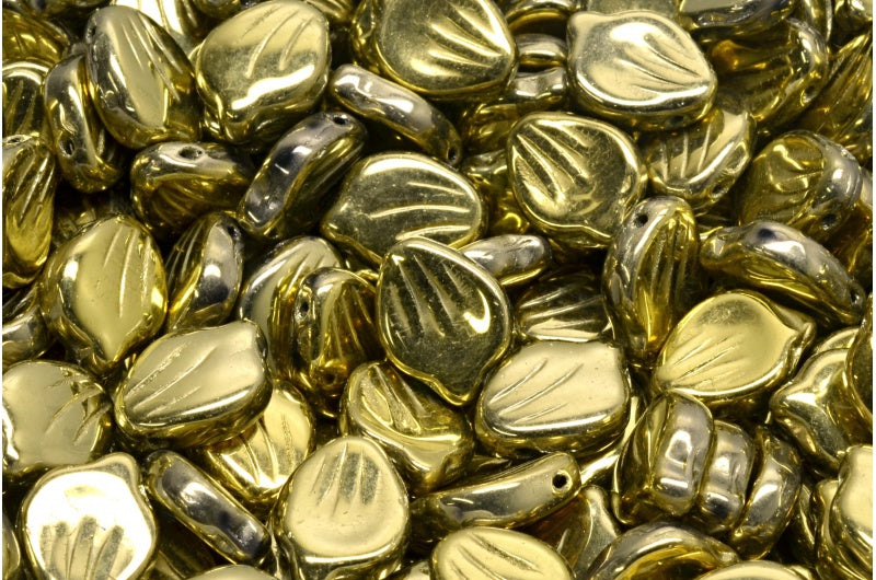 OUTLET 10 grams Peony Petal Beads, 9 x 12 mm, R0505 Gold (R0505-26443), Glass, Czech Republic