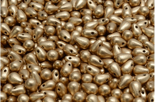 OUTLET 10 grams Drop Beads, 4 x 6 mm, Crystal Aztec Pale Gold (00030-01710), Glass, Czech Republic