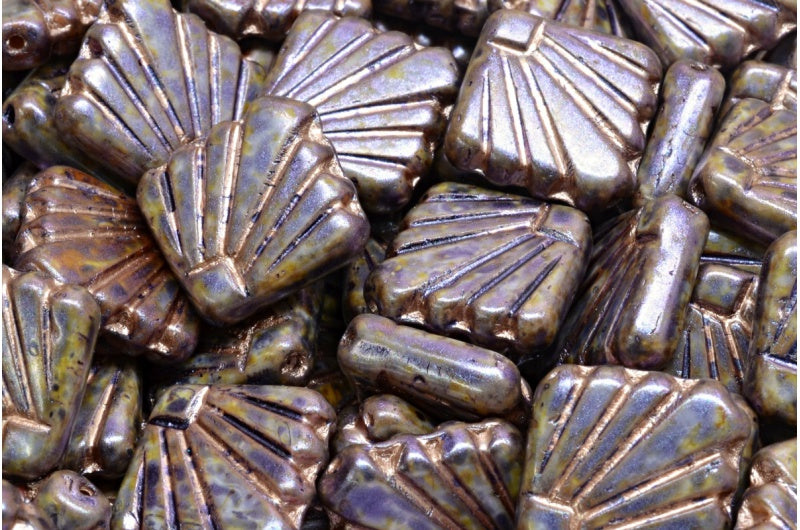 ディアファンビーズ、白紫茶光沢斑点銅線入り（02010-65329-54324）、ガラス、チェコ共和国