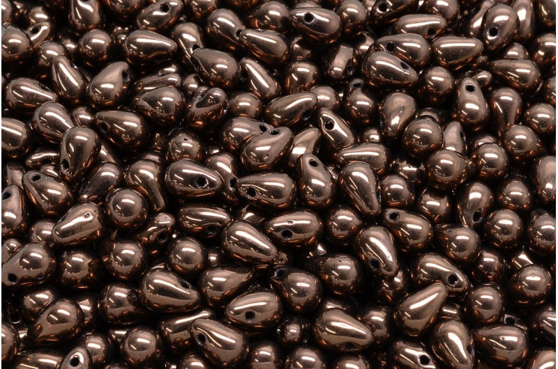 ドロップビーズ、ブラックラスターバイオレットフルコーティング（23980-14496）、ガラス、チェコ共和国