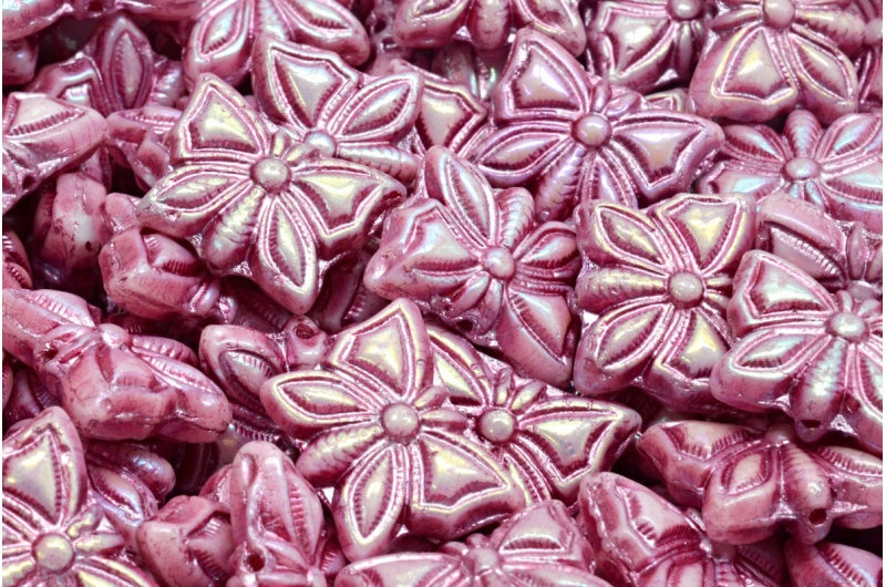 OUTLET 10 grams Butterfly Beads, 15 x 12 mm, White Ab Full (2X Side) Pink Lined (02010-28703-54321), Glass, Czech Republic