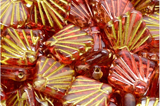 ディアファンビーズ、クリスタルゴールドライン、レッドオレンジ（00030-54302-48001）、ガラス、チェコ共和国