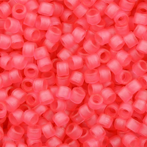 Miyuki DELICA Seed Beads Rocailles, Dyed Transp.Bubble Gum PInk Semi Matted (# DB0780), Glass, Japan