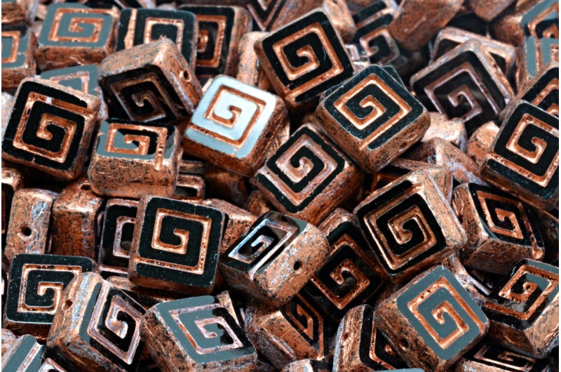 テーブルカット ケルトスクエアビーズ、ブラック 4319 (23980-04319)、ガラス、チェコ共和国