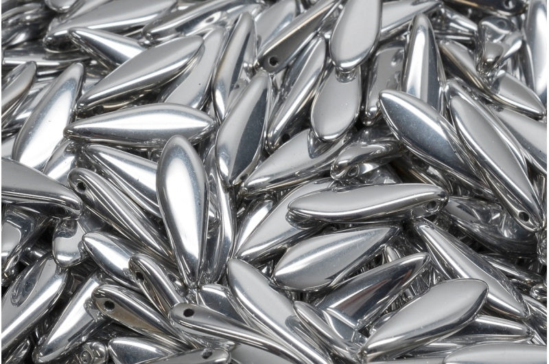 OUTLET 10 grams Dagger Beads, 5 x 16 mm, Crystal Silver (00030-27000), Glass, Czech Republic