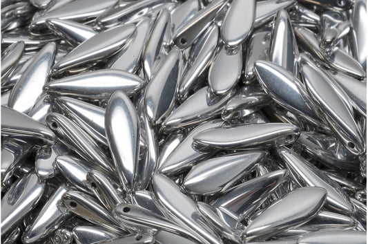 OUTLET 10 grams Dagger Beads, 5 x 16 mm, Crystal Silver (00030-27000), Glass, Czech Republic