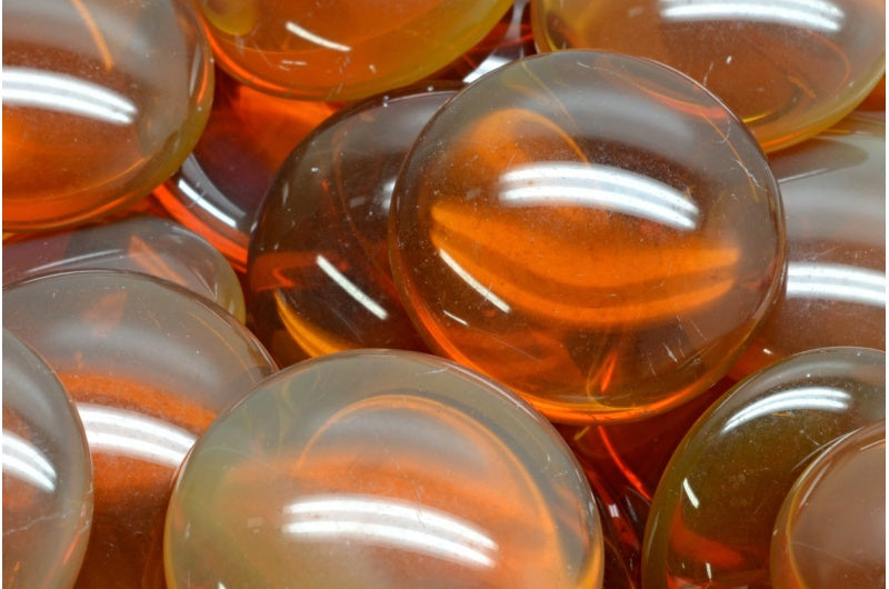 OUTLET 10 grams Cabochon Beads, 25 x 25 mm, Brown Topaz (19400), Glass, Czech Republic