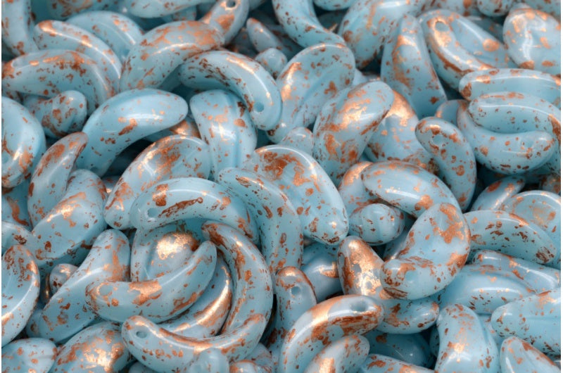 Curved Petal Beads, Opal Aqua 94402 (61400-94402), Glass, Czech Republic