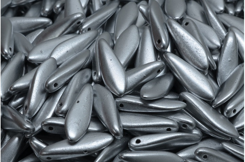OUTLET 10  grams Dagger Beads, 5 x 16 mm, Crystal Silver Matte (00030-01700), Glass, Czech Republic