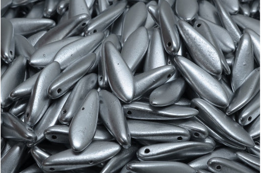 OUTLET 10  grams Dagger Beads, 5 x 16 mm, Crystal Silver Matte (00030-01700), Glass, Czech Republic