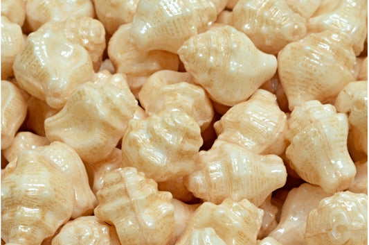 OUTLET 10 grams Murex Shell Beads, 15 x 12 mm, White Luster Brown Full Coated (02010-14413), Glass, Czech Republic