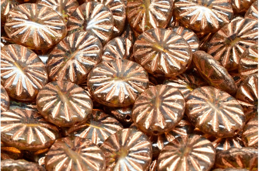 Flat Oval Beads, Crystal Travertin Copper Lined (00030-86800-54318), Glass, Czech Republic