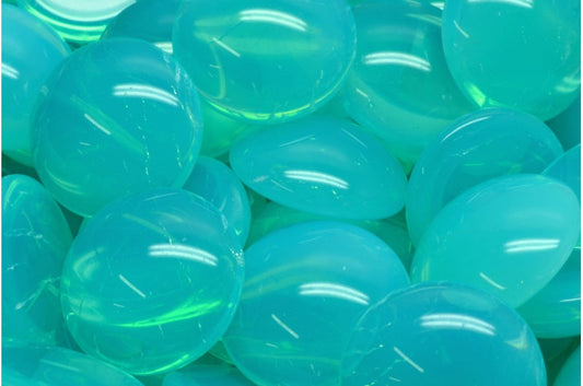 OUTLET 10 grams Cabochon Beads, 18 x 18 mm, Opal Turquoise Uv Active (68400), Glass, Czech Republic