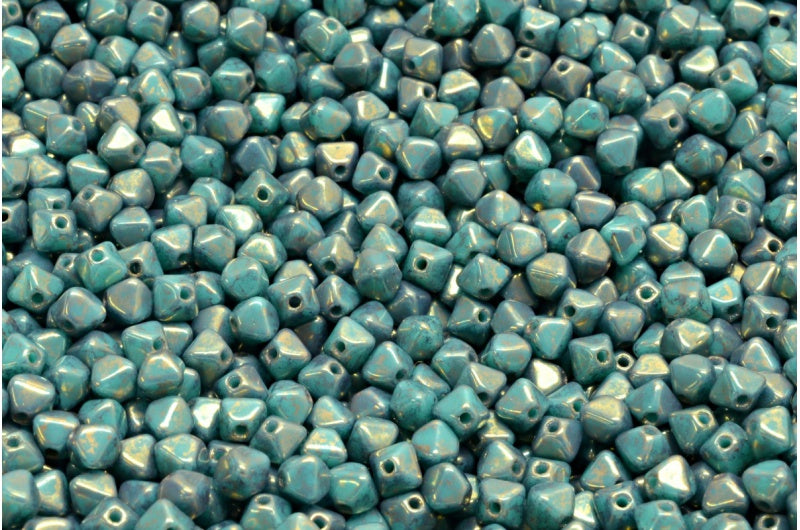 Bicone Beads, Turquoise Terracotta Violet (63130-15496), Glass, Czech Republic