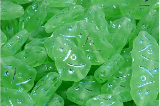 Christmas Tree Beads, Transparent Green Ab Full (2X Side) Matte (50500-28703-84100), Glass, Czech Republic