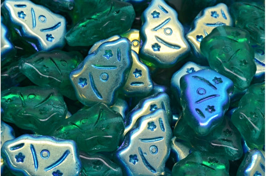 クリスマスツリービーズ、透明グリーンエメラルドAb（50720-28701）、ガラス、チェコ共和国