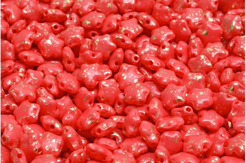 フラットスタービーズ、ホワイトレッドゴールデンスプラッシュ（02010-13002）、ガラス、チェコ共和国