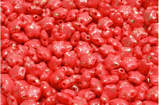 フラットスタービーズ、ホワイトレッドゴールデンスプラッシュ（02010-13002）、ガラス、チェコ共和国