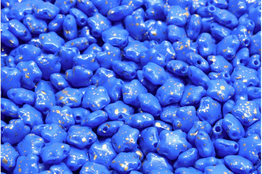 フラットスタービーズ、ホワイトロイヤルブルーゴールデンスプラッシュ（02010-13003）、ガラス、チェコ共和国