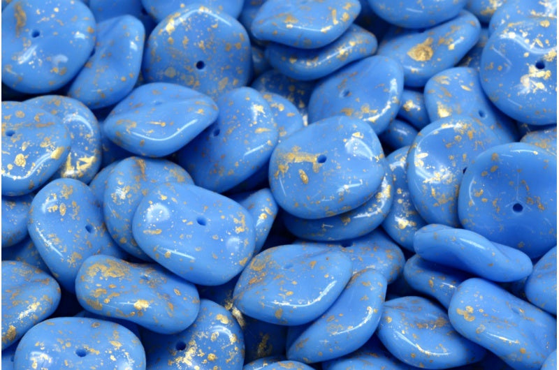 Ripple Beads, Opaque Blue Gold Splash (33100-94401), Glass, Czech Republic