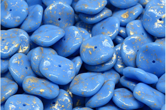 Ripple Beads, Opaque Blue Gold Splash (33100-94401), Glass, Czech Republic