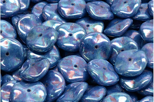 Ripple Beads, Opaque Blue Nebula (33100-15001), Glass, Czech Republic