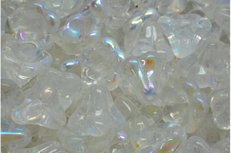 OUTLET 10 grams Bell Flower Beads, 11 x 13 mm, Crystal Ab (00030-28701), Glass, Czech Republic