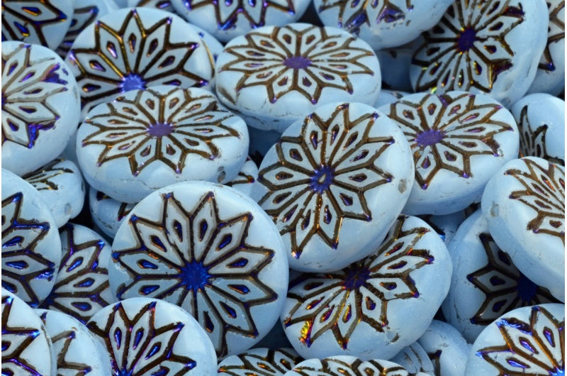 OUTLET 10 grams Origami Flower Beads, 18 x 18 mm, Opal Blue 29903 Matte (31000-29903-84100), Glass, Czech Republic