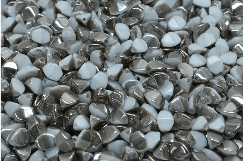 Pinch Beads, White Chrom (02010-27401), Glass, Czech Republic