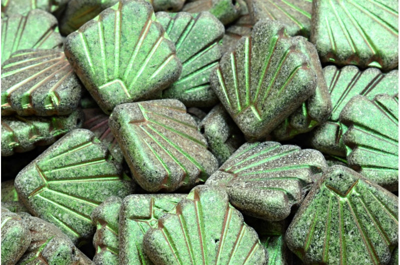 OUTLET 10 grams Diafan Beads, 17 x 17 mm, Black Iris Green (23980-79303), Glass, Czech Republic