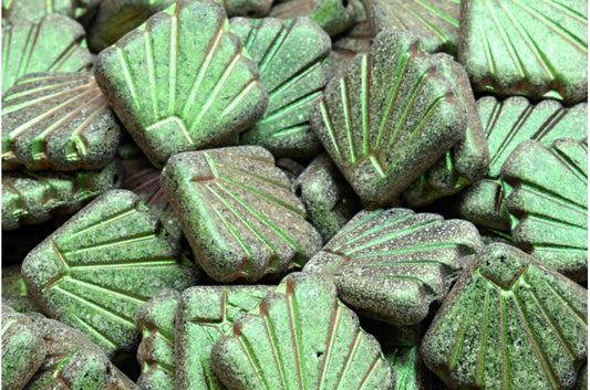 OUTLET 10 克 Diafan 珠子，17 x 17 毫米，黑色鸢尾绿色 (23980-79303)，玻璃，捷克共和国