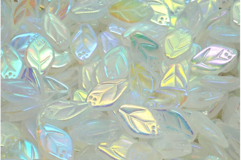 Cherry Leaf Beads, Crystal Ab Full (2X Side) (00030-28703), Glass, Czech Republic