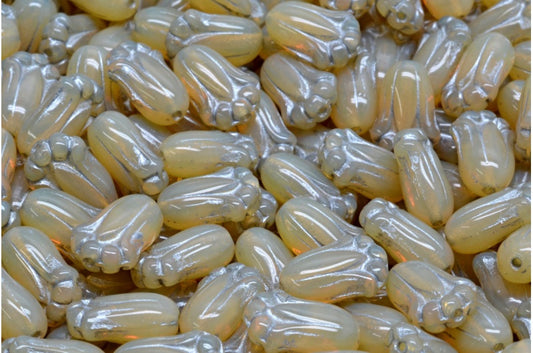 OUTLET 10  grams Tulip Bud Beads, 12 x 8 mm, Opal Orange Silver Lined (11000-54301), Glass, Czech Republic