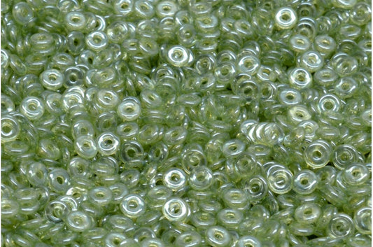Fish Ring Pressed Glass Beads (Like O-Bead Or Demi Round), Crystal Luster Green Full Coated (00030-14457), Glass, Czech Republic