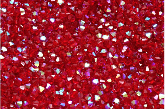 Maschinengeschnittene Bicone Xilion High Sparkle Perlen, Transparent Red Ab (90090-28701), Glas, Tschechische Republik