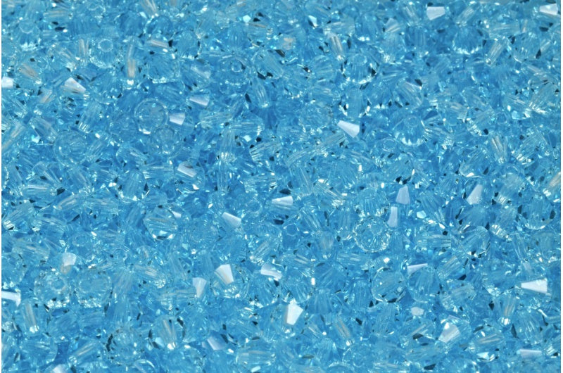 マシンカット双円錐形Xilionハイスパークルビーズ、透明アクア（60010）、ガラス、チェコ共和国