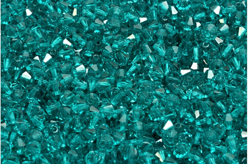 マシンカット双円錐形Xilionハイスパークルビーズ、透明アクア（60220）、ガラス、チェコ共和国