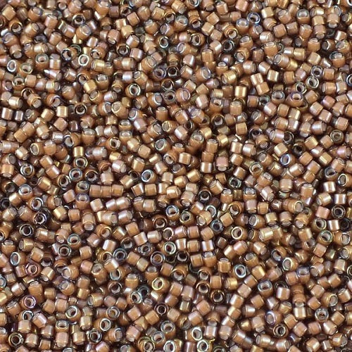 Miyuki DELICA Seed Beads Rocailles, White Lined Sable Brown AB (# DB1790), Glass, Japan