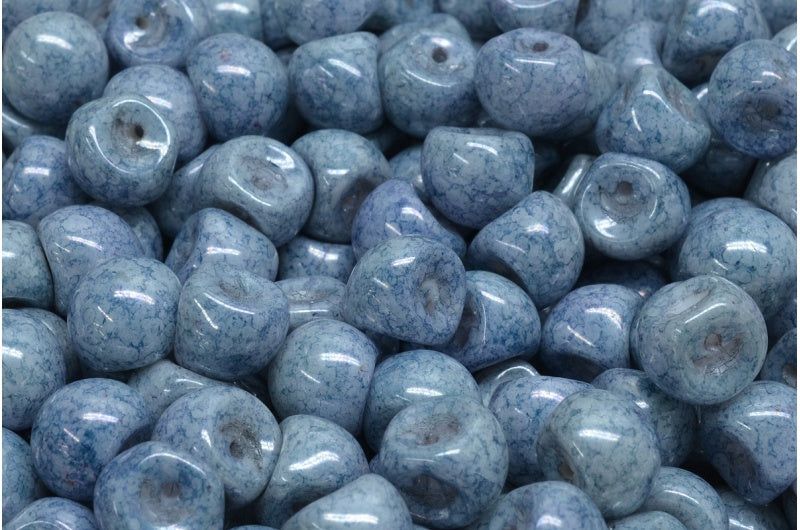 Mushroom Button Beads, White Terracotta Blue (02010-15464), Glass, Czech Republic