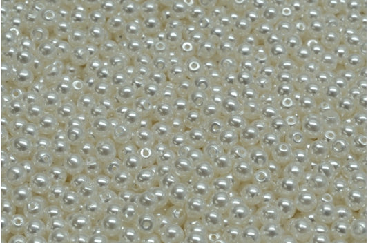 Round Druck Beads, White 70401 (02010-70401), Glass, Czech Republic